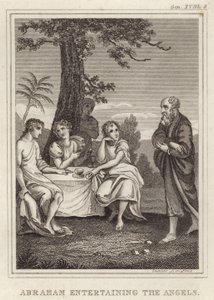 Abraham entertaining the Angels by English School