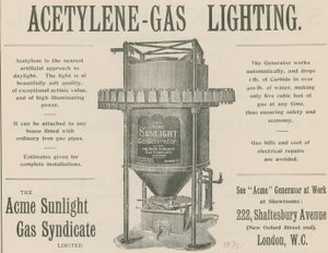 Advert for Acetylene-Gas Lighting by English School
