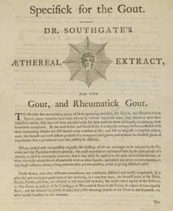 Advert for Dr Southgates Aethereal extract for gout and rheumatic gout by English School