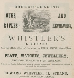 Advert for Edward Whistler, 11 Strand, London by English School