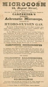Advert for Microcosm exhibition at 24 Regent Street, London by English School