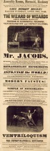 Advert for Mr Jacobs, magician and ventriloquist by English School