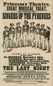 Advert for Princess Theatre, London, featuring the singers of the Pyrenees