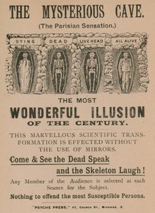 Advert for The Mysterious Cave, the Parisian Sensation by English School