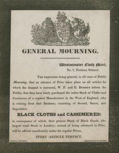 Advert for W. P. and E. Dudden, Westminster Cloth Mart, 7 Tothill Street by English School