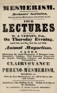 Advert for lectures on Mesmerism at the Mechanics Institute by English School