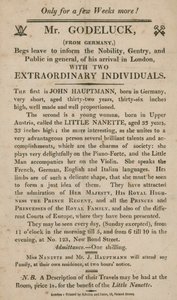 Advert for the Appearance of Two Extraordinary Individuals by English School