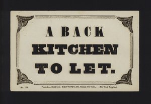 Advertisement: A Back Kitchen to Let by English School