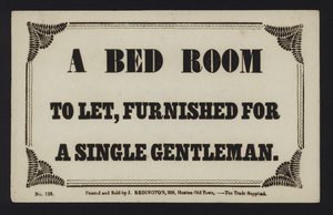 Advertisement: A Bedroom to Let, Furnished for a Single Gentleman by English School