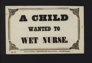 Advertisement: A Child Wanted to Wet Nurse by English School