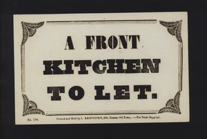 Advertisement: A Front Kitchen to Let by English School