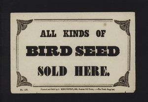 Advertisement: All Kinds of Bird Seed Sold Here by English School