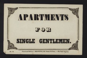 Advertisement: Apartments for Single Gentlemen by English School