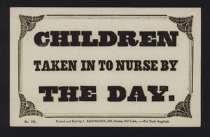 Advertisement: Children Taken in to Nurse by the Day by English School