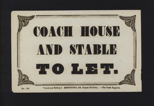 Advertisement: Coach House and Stable to Let by English School