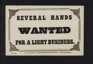 Advertisement: Several Hands Wanted for a Light Business by English School