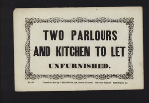 Advertisement: Two Parlours and Kitchen to Let Unfurnished by English School