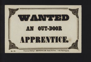 Advertisement: Wanted an Out-Door Apprentice by English School