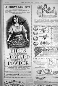 Advertisement for Birds Custard Powder, from The Illustrated London News, 1st September 1886