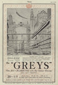 Advertisement for Greys cigarettes by English School