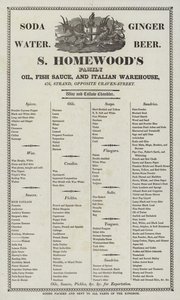 Advertisement for S Homewoods Oil, Fish Sauce and Italian Warehouse by English School