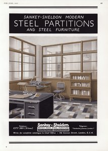 Advertisement for Sankey-Sheldon Steel Partitions, 1937