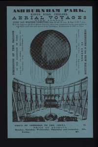 Advertisement for tethered balloon ascents from Ashburnham Park, King