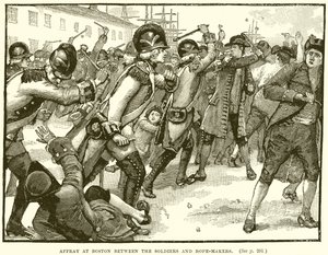 Affray at Boston between the Soldiers and Rope-Makers by English School