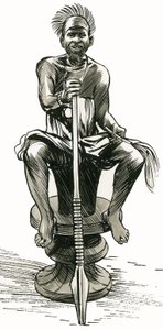 African with a spear by English School