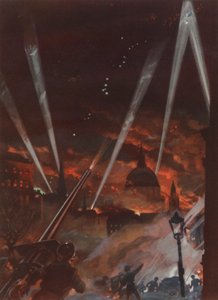 Air Raid on London during the Blitz, World War II by English School