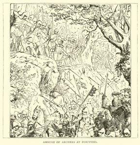 Ambush of archers at Poictiers by English School