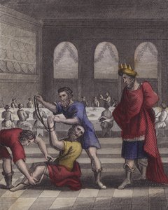 Amidst the crowded room a wretch appears ... by English School