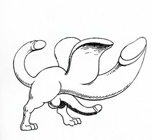 Amulet with a triple phallus by English School