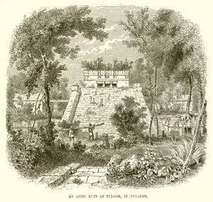 An Aztec ruin at Tuloom, in Yucatan by English School