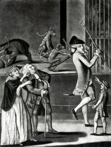 An Exhibition of Wild Beasts or the Macaroni in Distress by English School