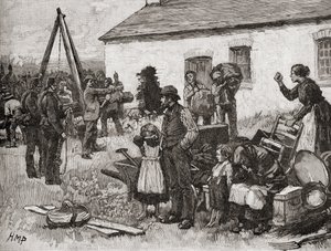 An Irish family is evicted from their home due to non payment of rent, Ireland by English School