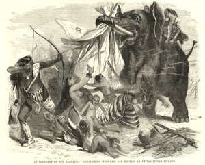 An elephant on the rampage by English School