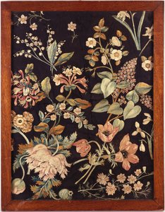 An Embroidered Panel in the Style of Mrs Delany by English School
