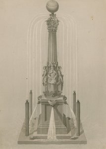 Ancient dial and fountain, erected in 1656 at Leadenhall Corner, London by English School