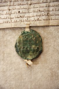 Ancient Seal with an Image of Original Castle, Made for William de Albini IV, c.1267 by English School