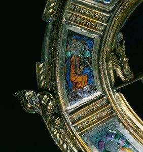 Angel playing a wind instrument, detail from the crozier of William of Wykeham by English School