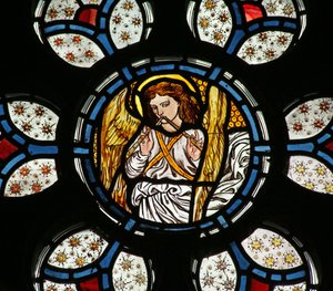 Angel Playing the Pipes by English School