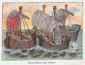 Anglo-Norman war vessels by English School