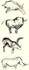 Animals with horns montage by English School