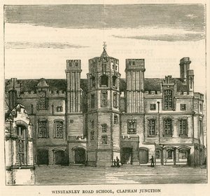Architecture of the London School Board: Winstanley Road School, Clapham Junction, London by English School