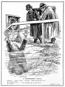 Aristide Briand and Lloyd George Taunt the Drowning Germany, December, 1921 by English School