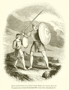 Arms and Costume of an Anglo-Saxon King and Armour-Bearer by English School
