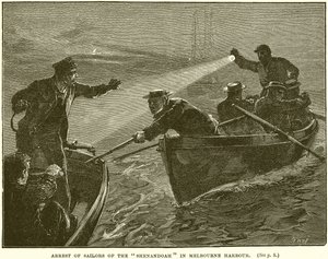 Arrest of Sailors of the Shenandoah in Melbourne Harbour by English School