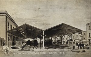 Arrival and Departure Sheds, Euston 1838 by English School