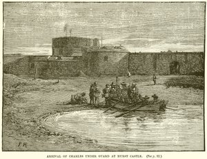 Arrival of Charles under Guard at Hurst Castle by English School